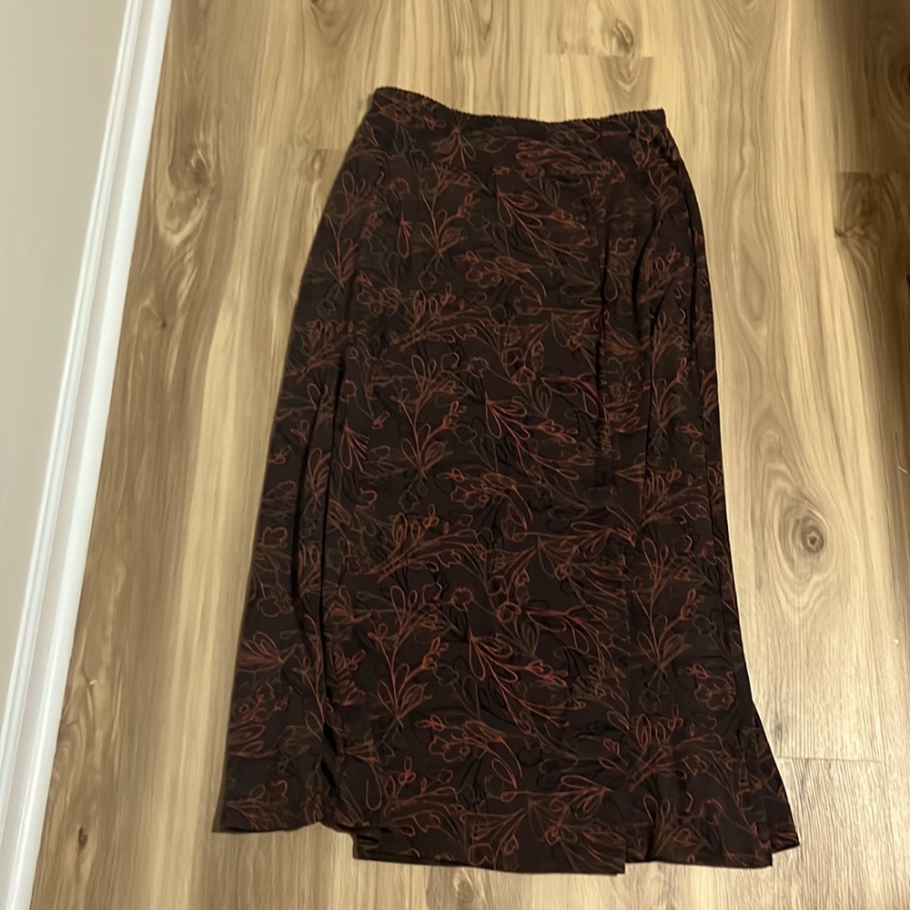 Brown floral long skirt
